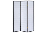 4622 Carrie 3-Panel Room Divider Folding Shoji Screen Black
