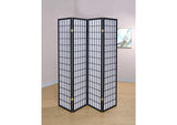 4624 Roberto 4-Panel Room Divider Folding Shoji Screen Black