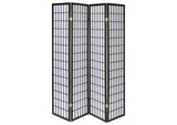4624 Roberto 4-Panel Room Divider Folding Shoji Screen Black