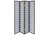 4624 Roberto 4-Panel Room Divider Folding Shoji Screen Black