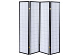 4624 Roberto 4-Panel Room Divider Folding Shoji Screen Black