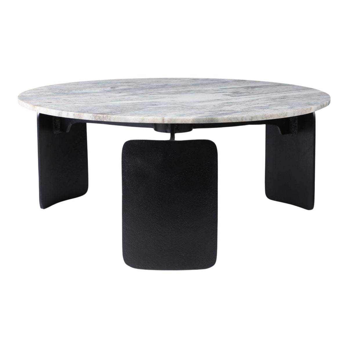 30" x 13" Marble Top 3-Footed Coffee Table - Gray / Black