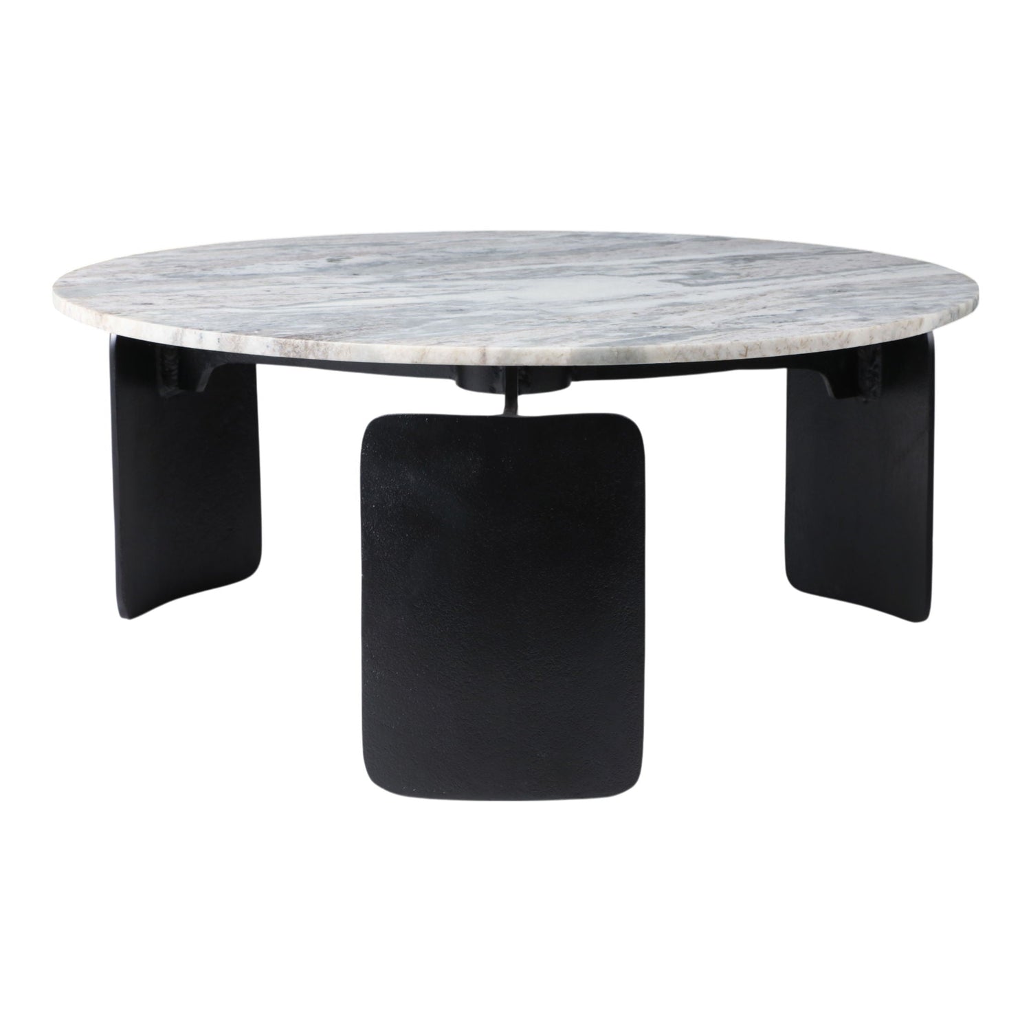 30" x 13" Marble Top 3-Footed Coffee Table - Gray / Black