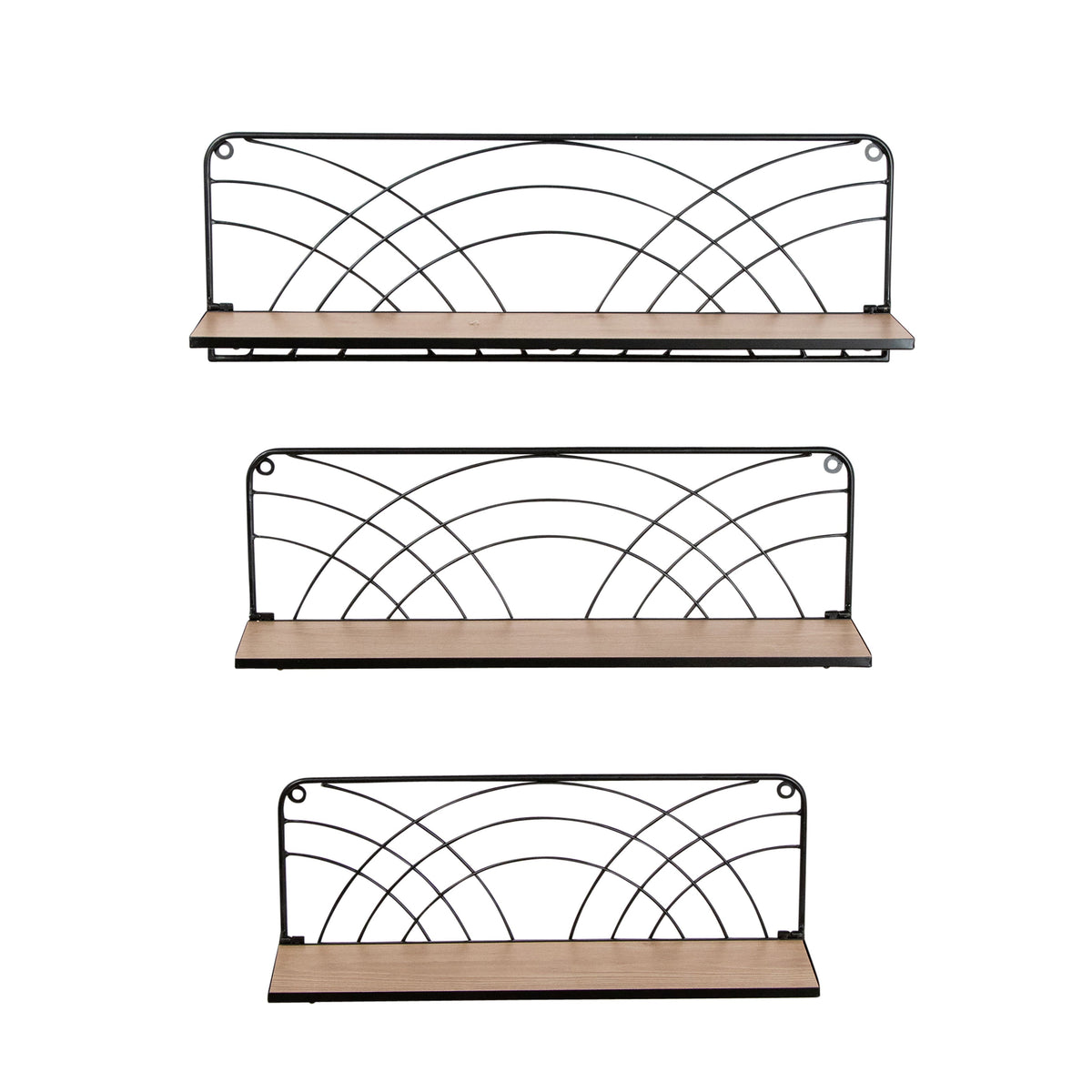 19" / 21" / 24" Wall Shelves (Set of 3) - Natural / Black