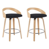 Sonia - Modern Swivel Counter Height Bar Stool - Patterned Oak Wood Finish