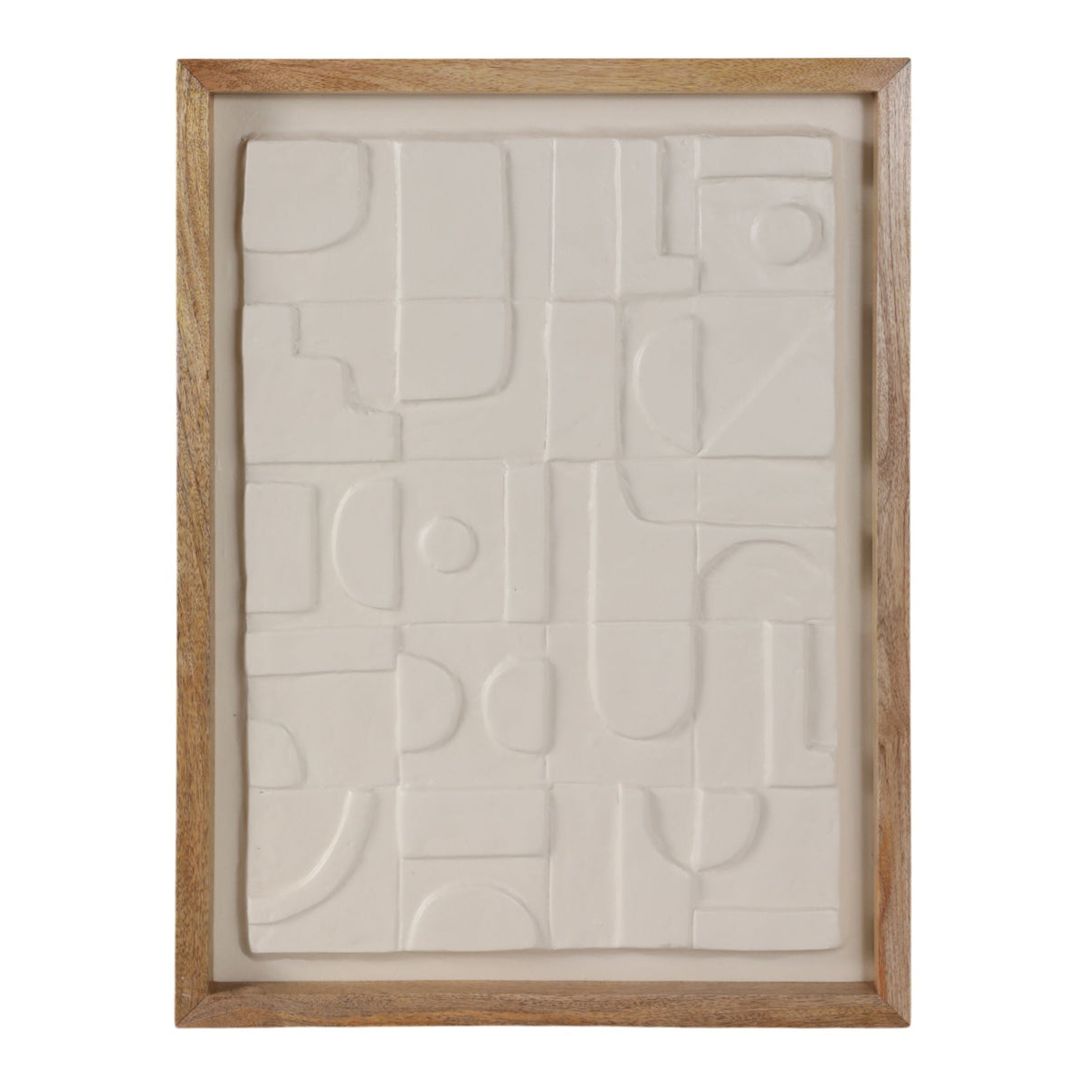 29" x 22" Geo Modern Paper Mache Wall Art (Set of 3) - White / Brown