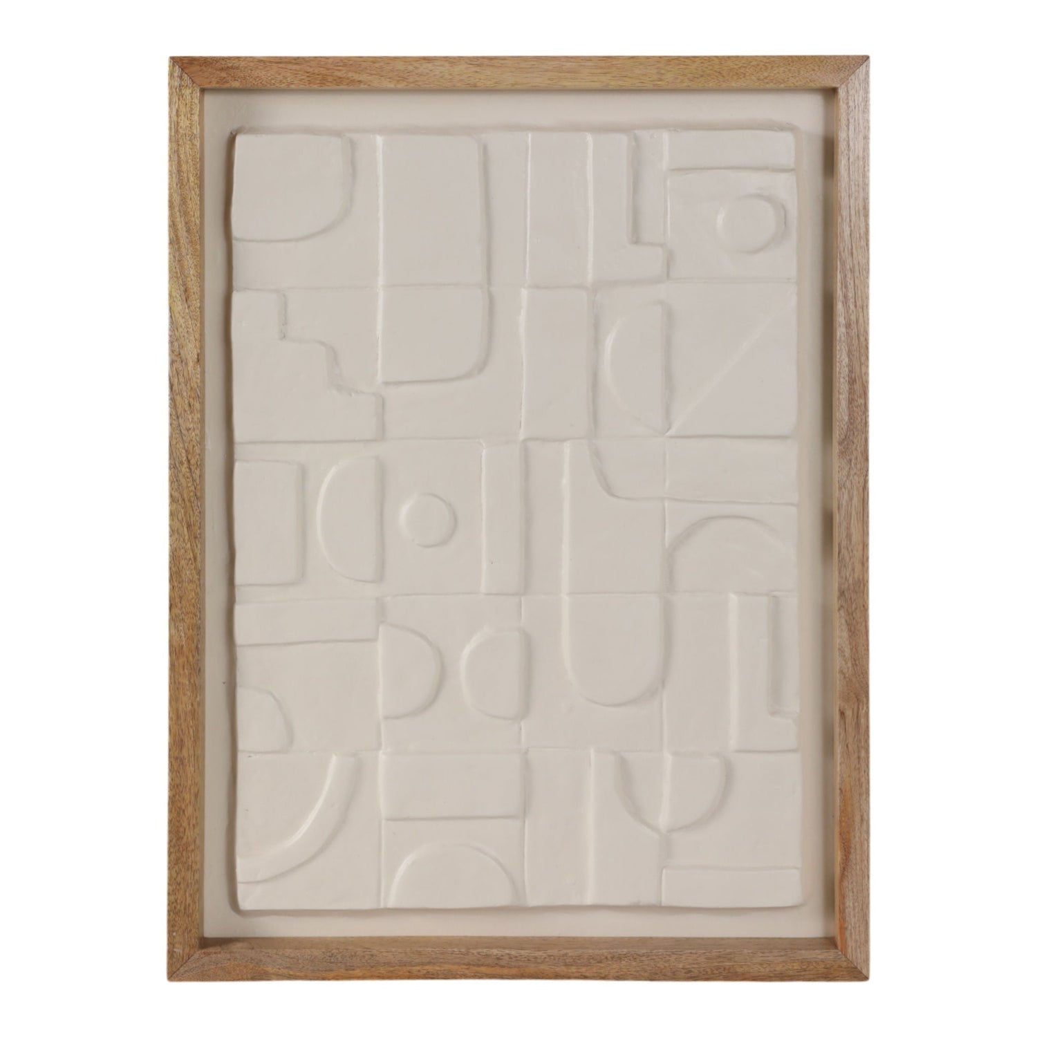 29" x 22" Geo Modern Paper Mache Wall Art (Set of 3) - White / Brown