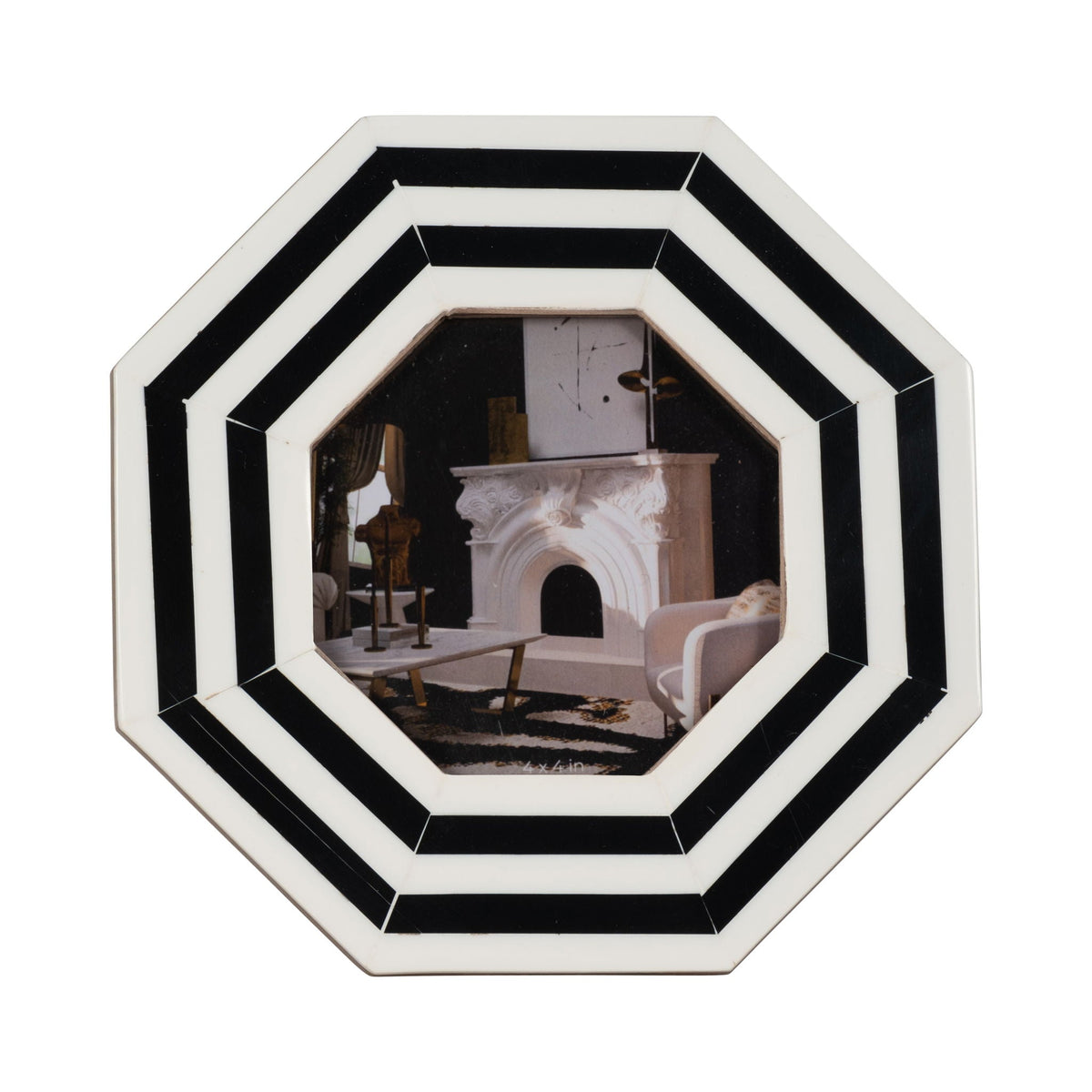 Lines Octagon Photo Frame - Black / White