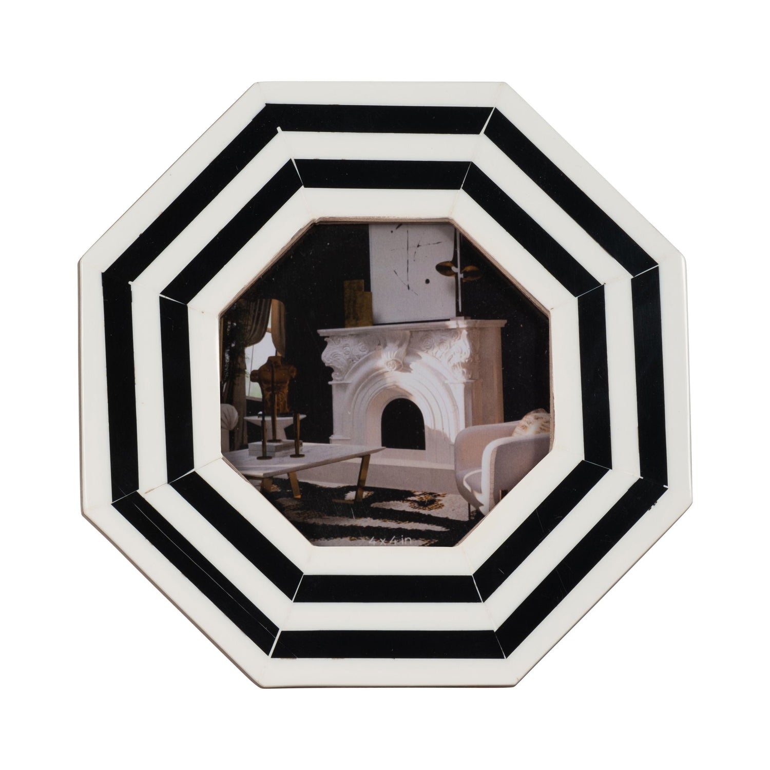 Lines Octagon Photo Frame - Black / White