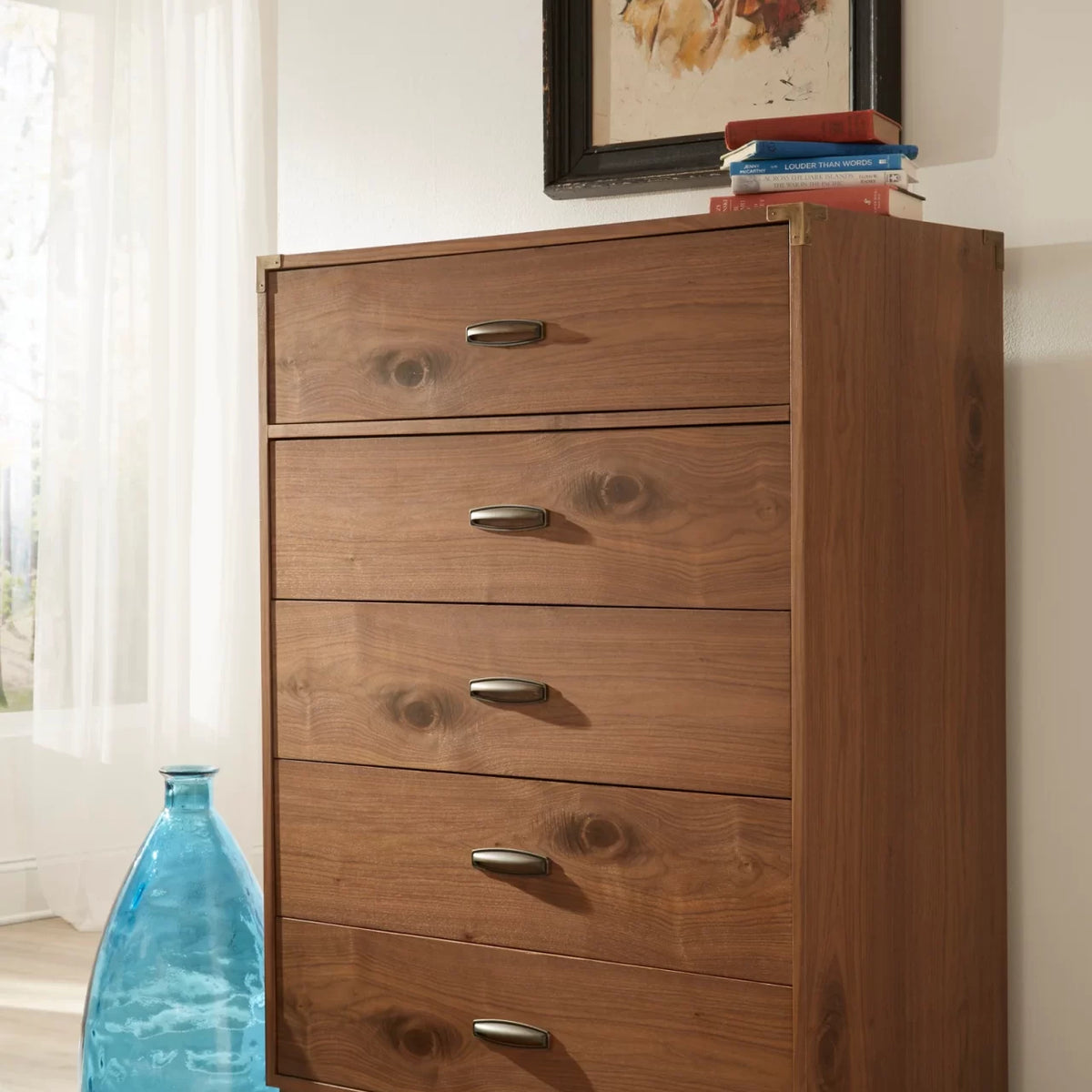 Adler Five Drawer Chest in Natural Walnut