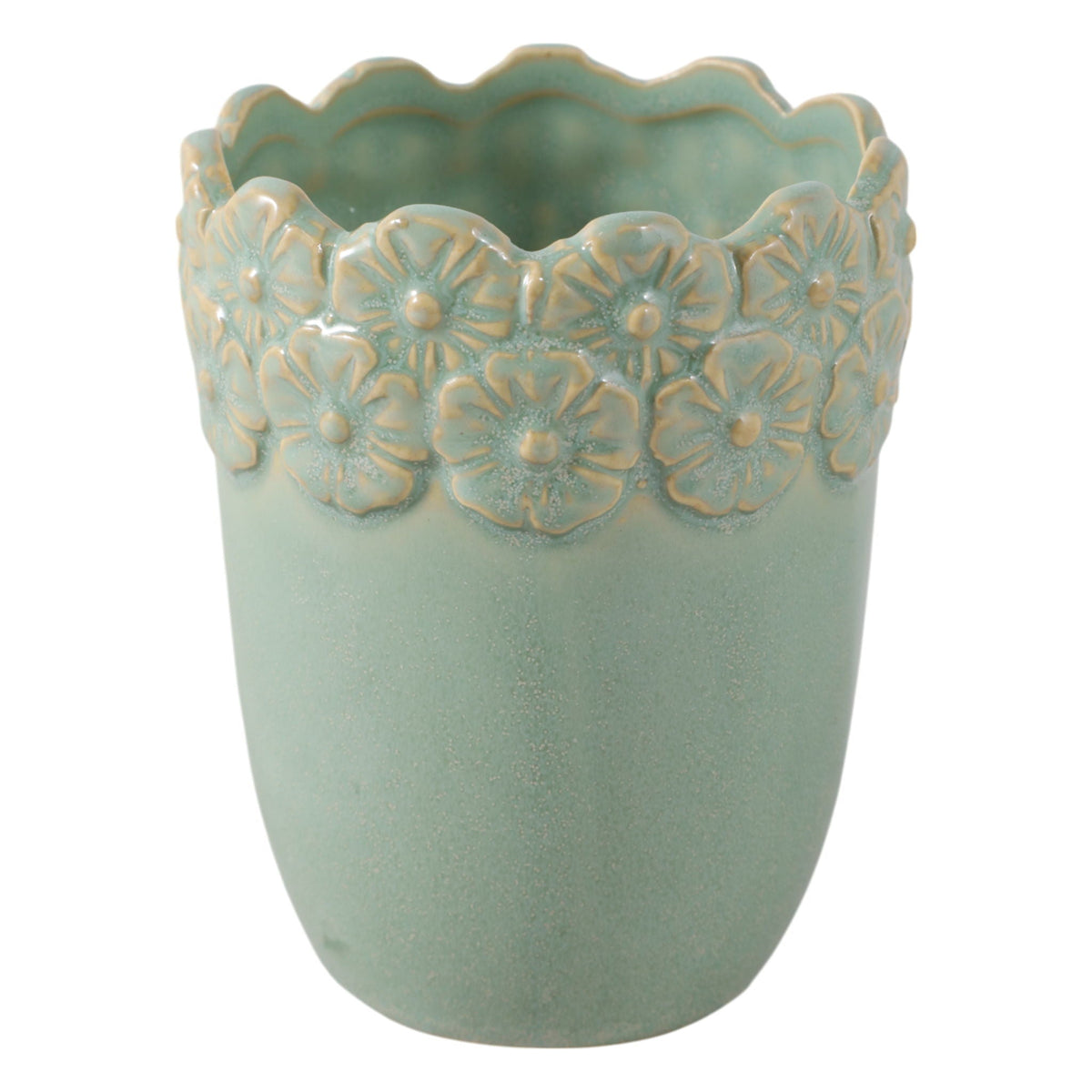 4" Flower Border Pencil Cup - Green