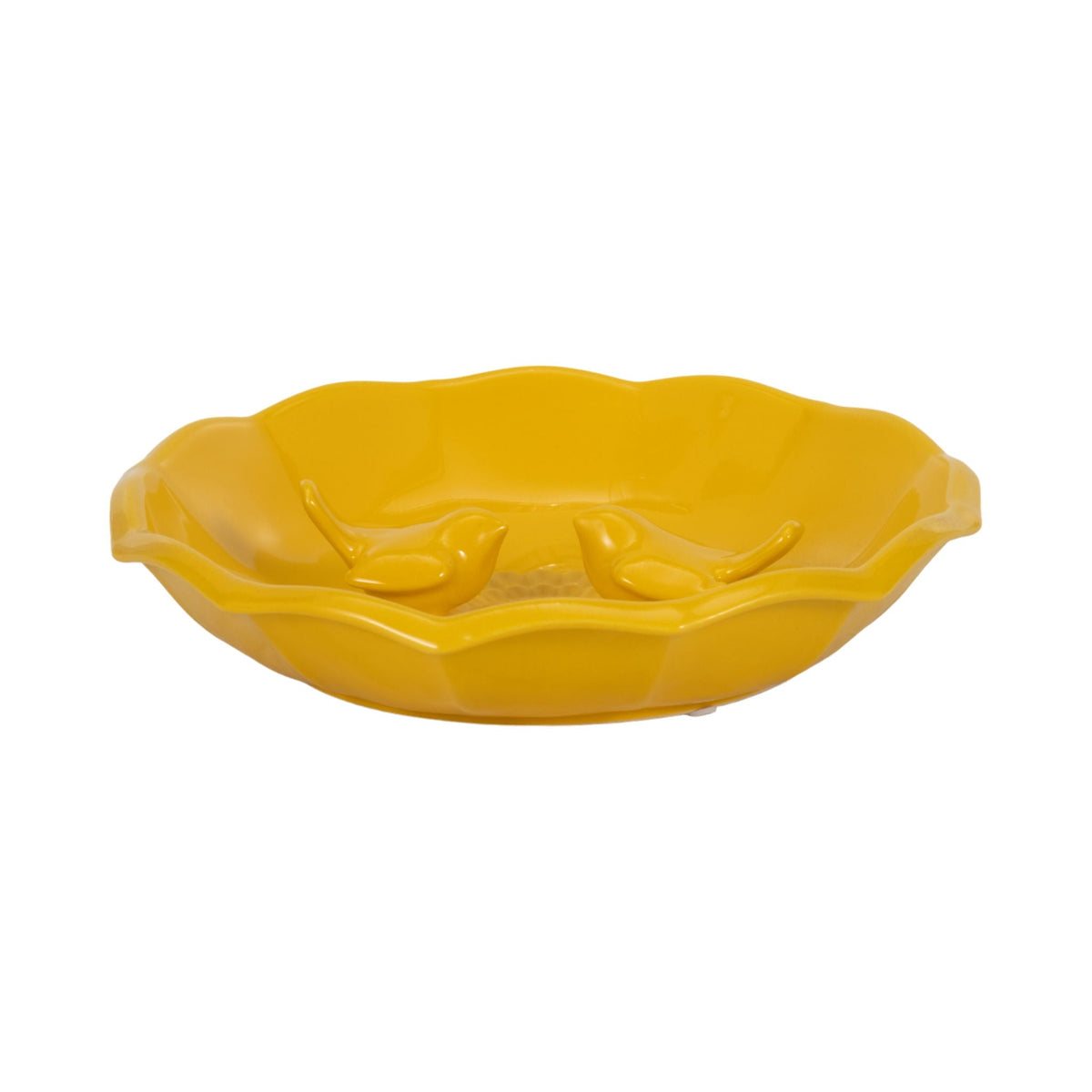 11" Flower Bird Bath - Yellow