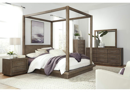 8D64F7 Melbourne Wood Canopy Bed In Dark Pine