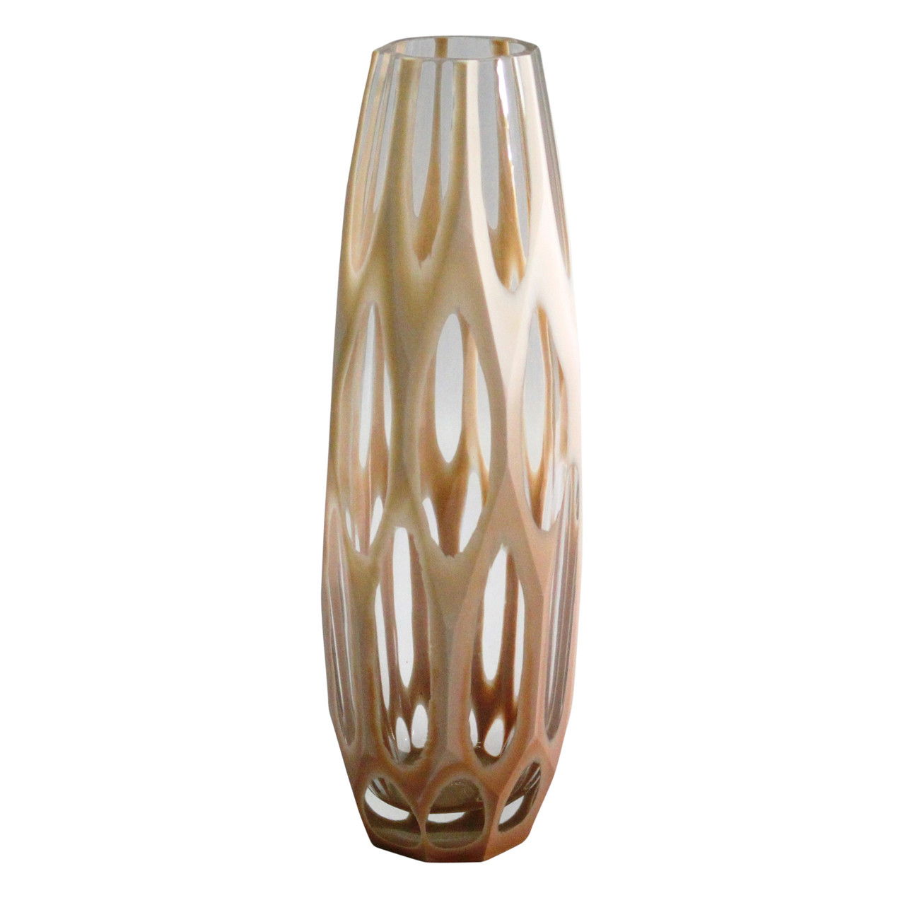 12" Reed Small Chiseled Vase - Tan