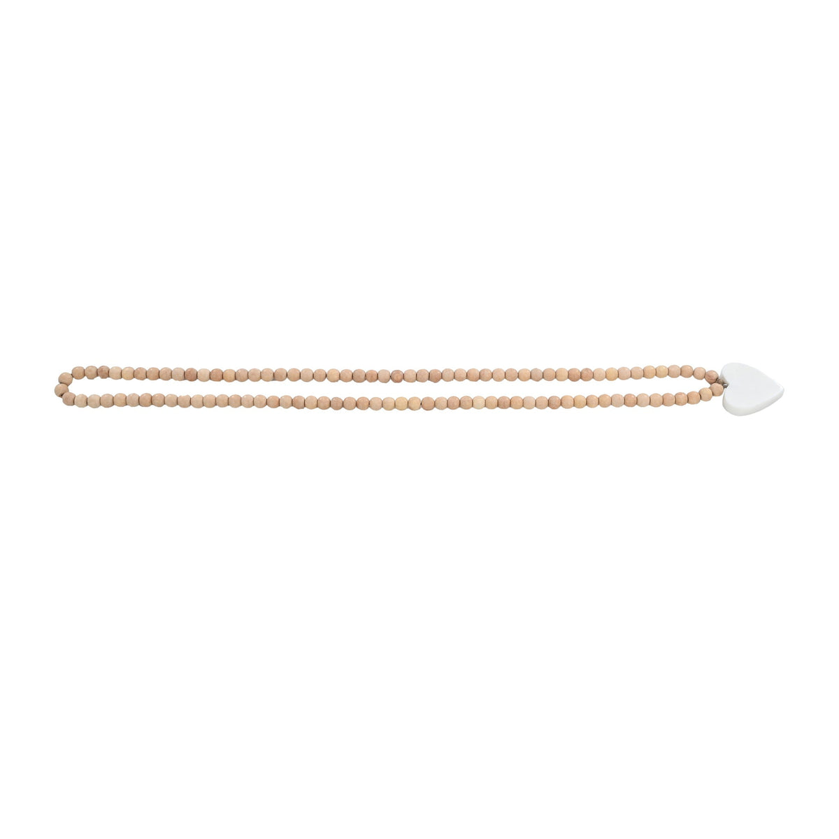 Wood 36" Small Bead Garland With Marble Heart - Natural