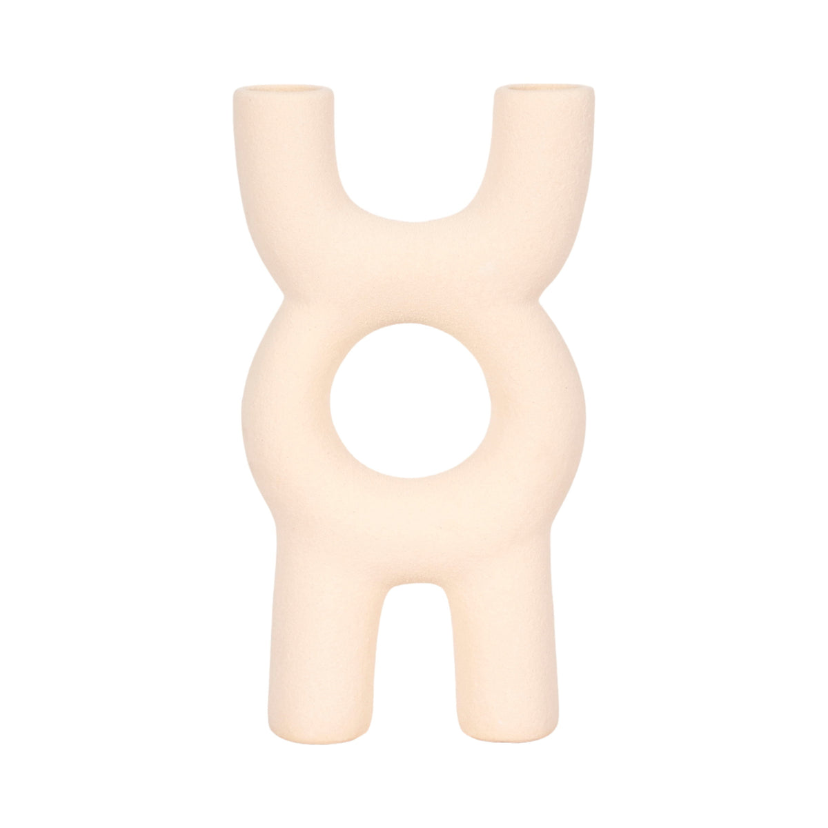Open Cut Out Totem Object Sand Glaze - Ivory