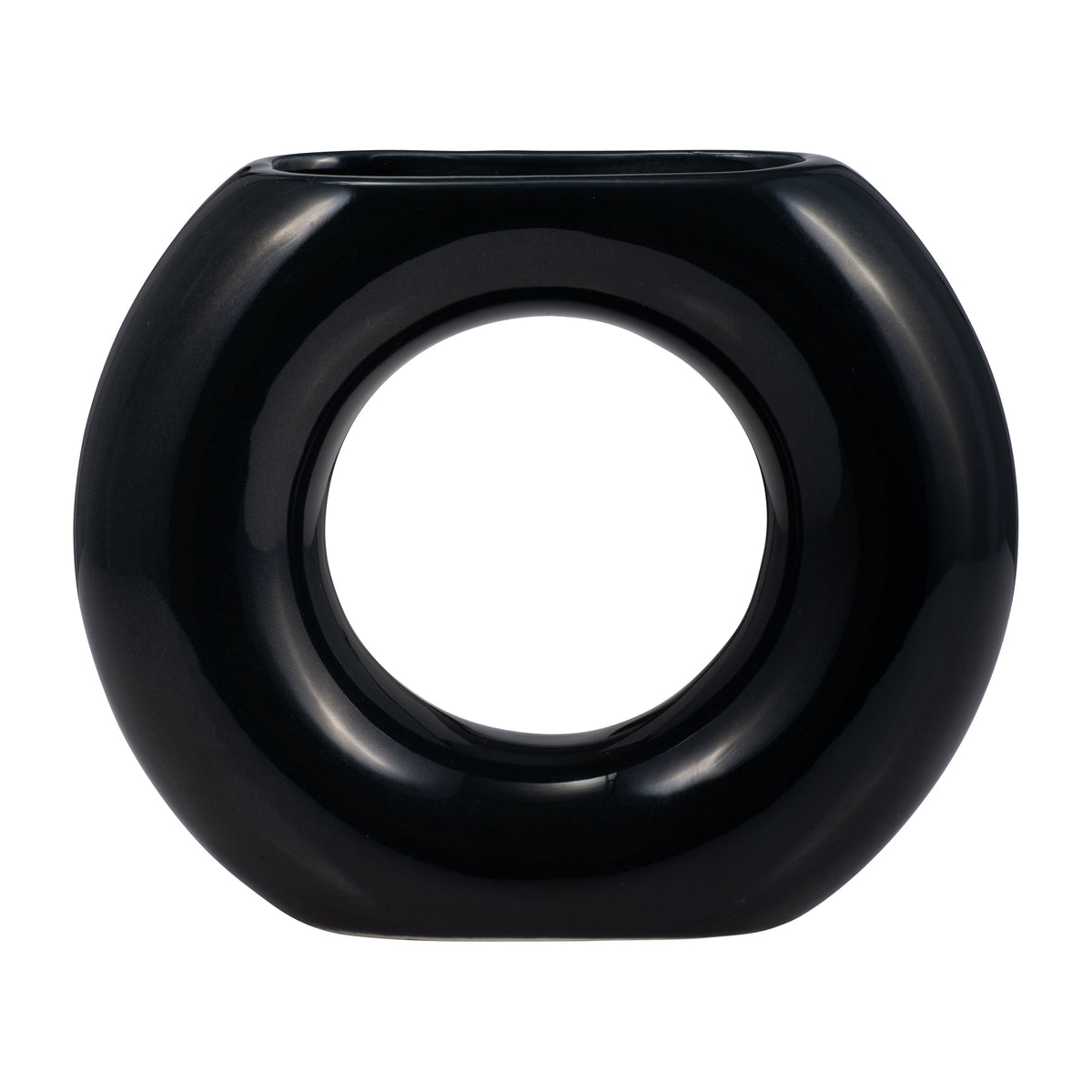 Ceramic 5" Donut Vase - Navy
