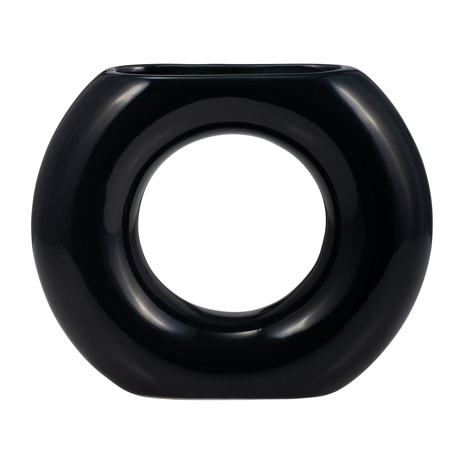 Ceramic 5" Donut Vase - Navy
