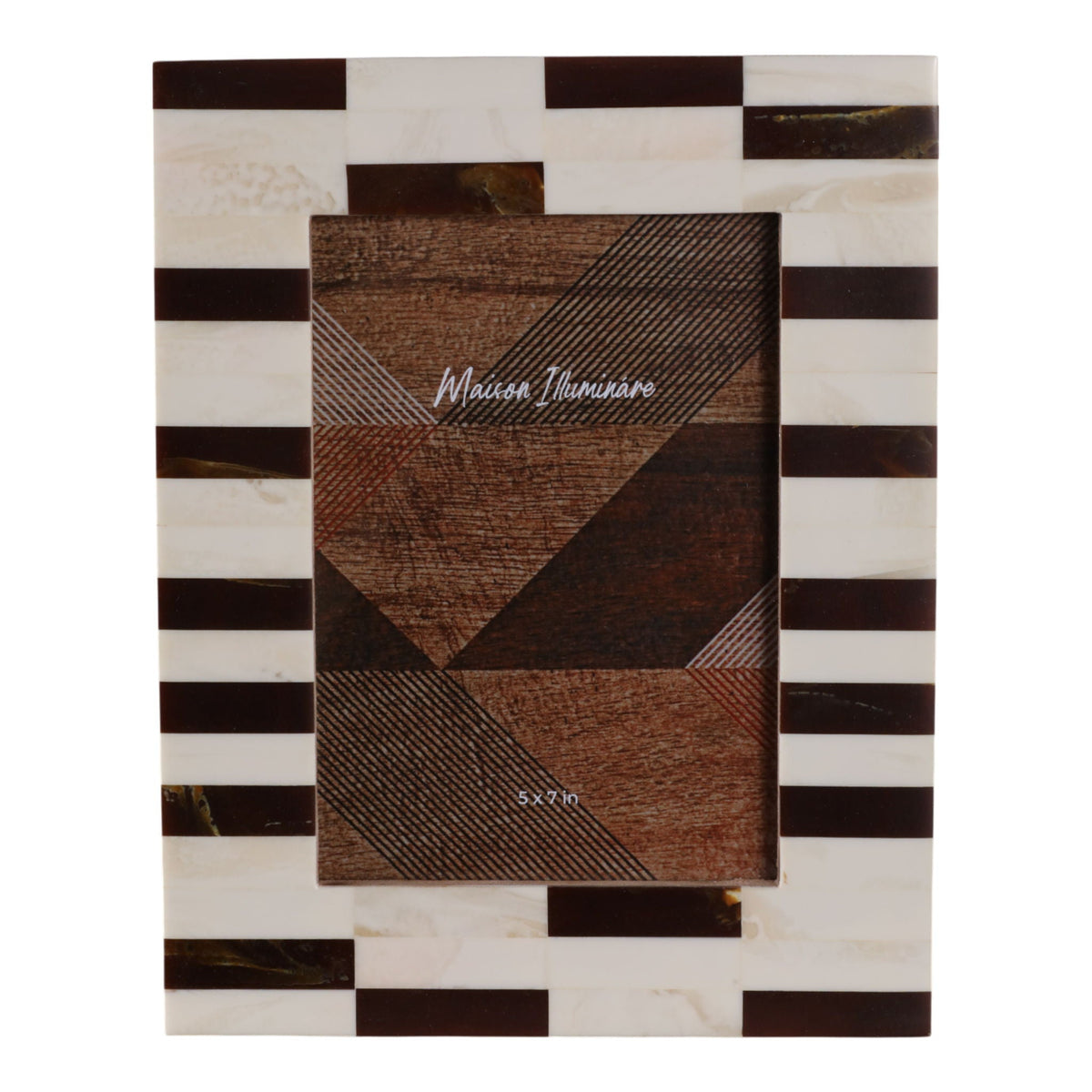 5" x 7" Small Stripe Photo Frame - Brown / Ivory