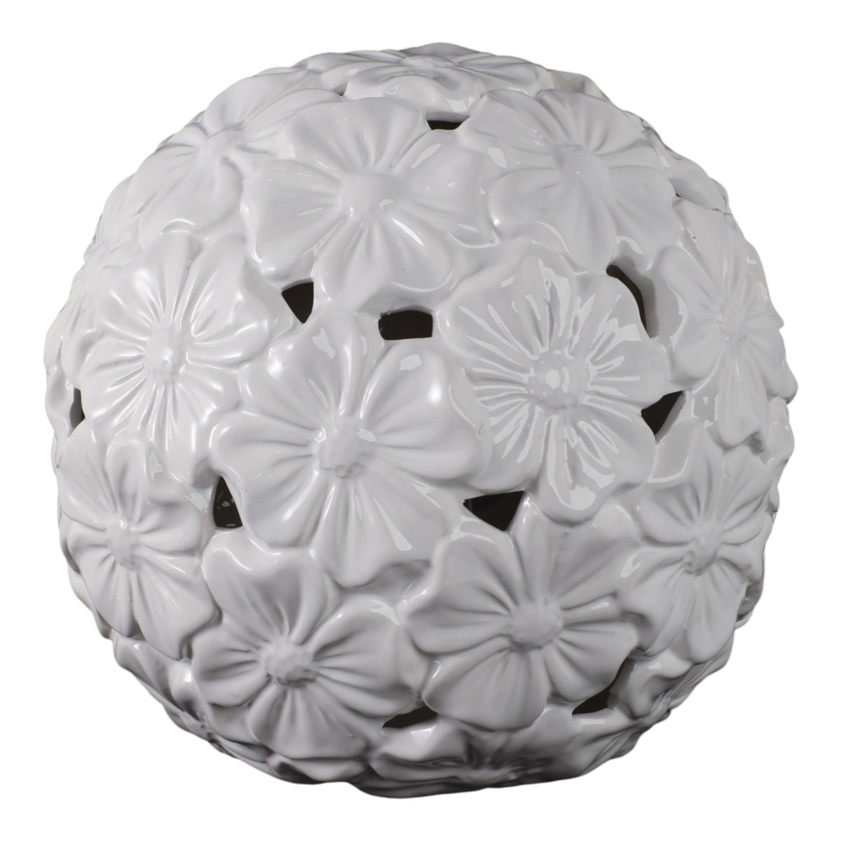 10" Flower Cut-Out Garden Orb - White