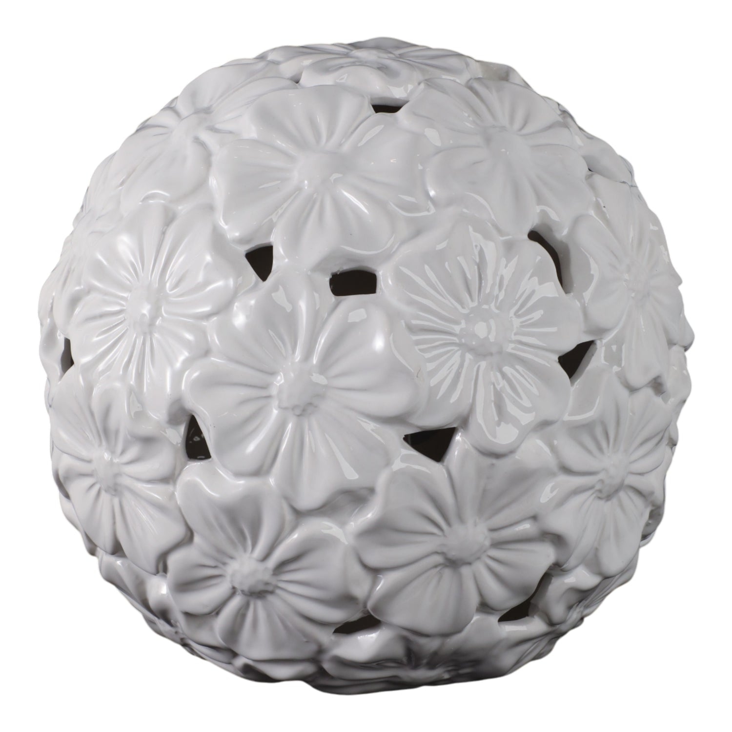 10" Flower Cut-Out Garden Orb - White