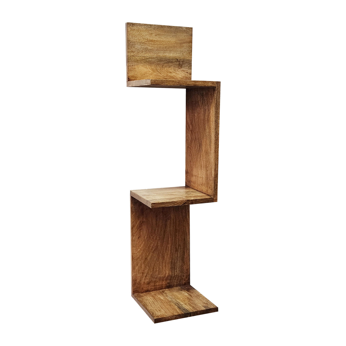 Mango Zig Zag Corner Wall Shelf 33" - Brown