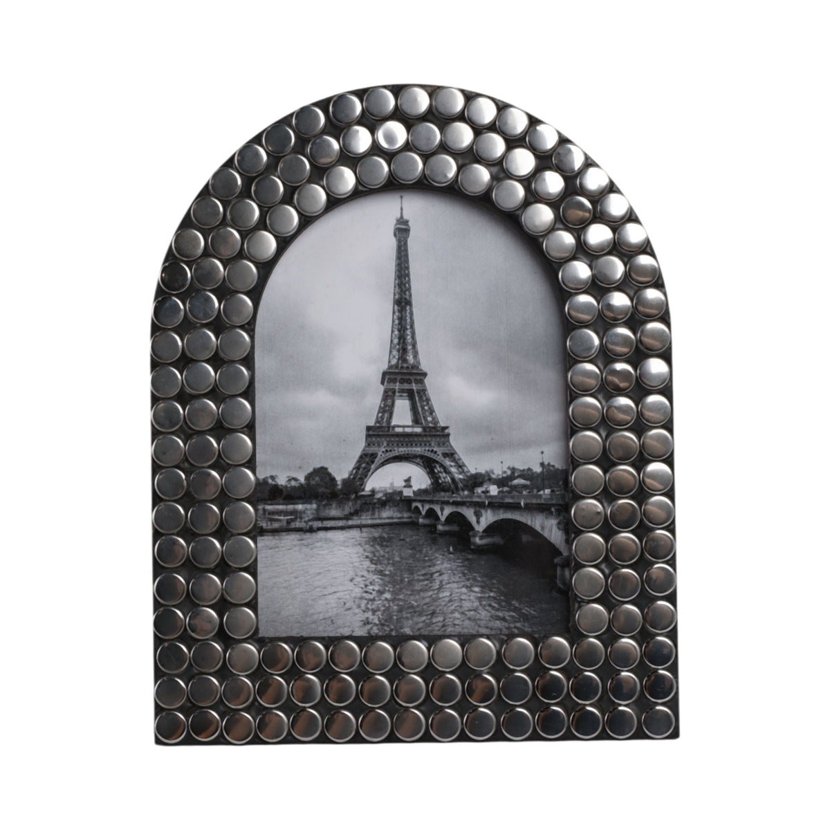 Studded Arch Photo Frame - Silver / Black