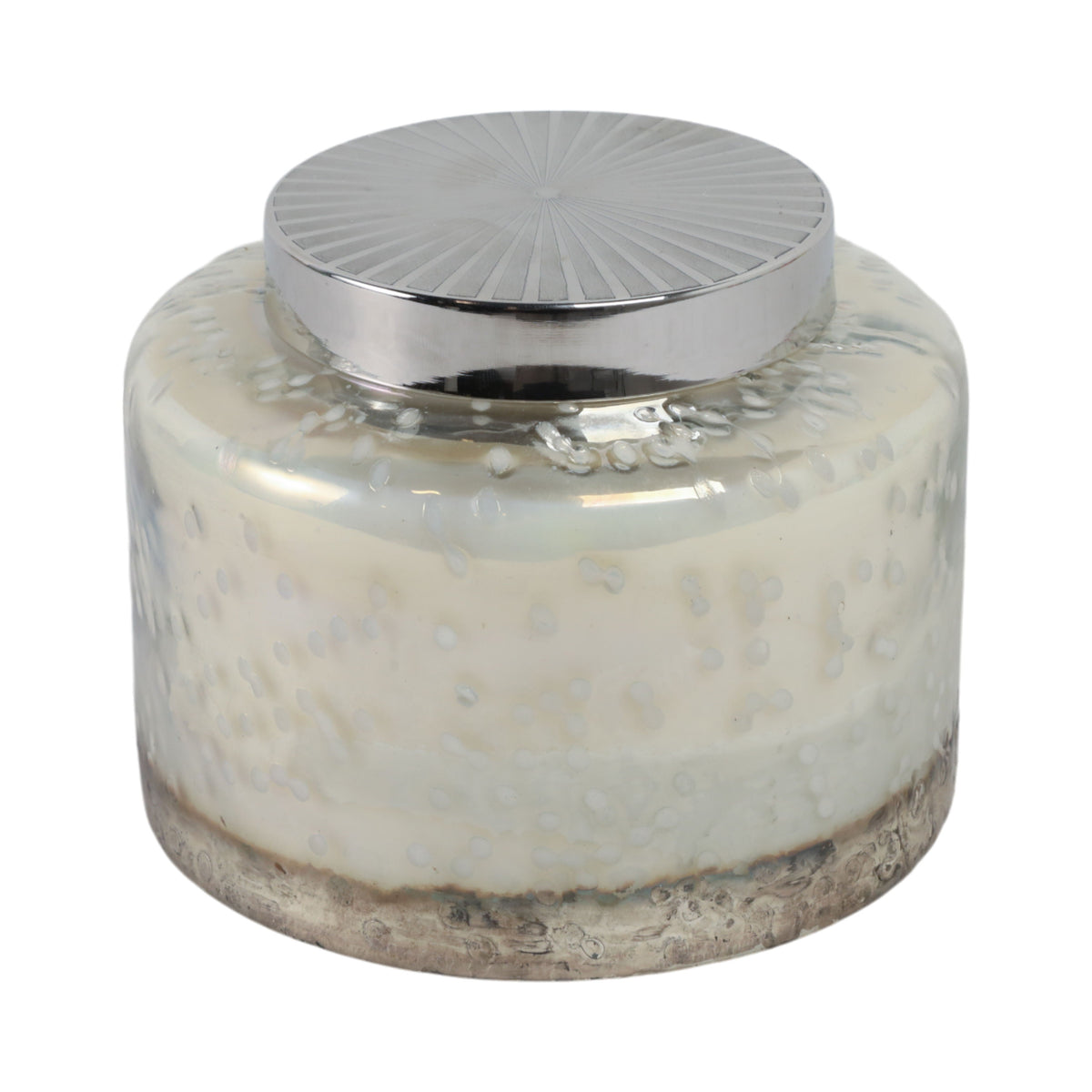 7" Lavender Speckle Lidded Candle - Pearl Silver / Light Brown