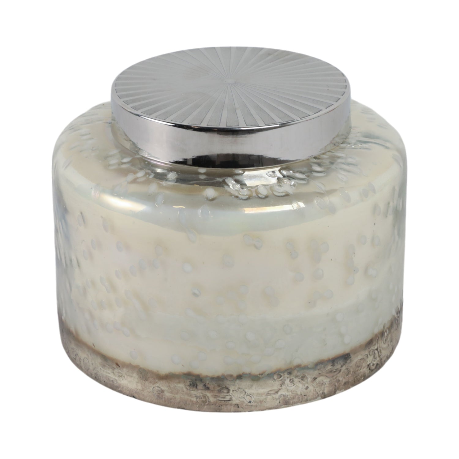 7" Lavender Speckle Lidded Candle - Pearl Silver / Light Brown
