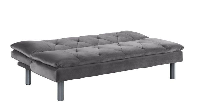 Cilliers - Futon - Gray Velvet &amp; Chrome Finish