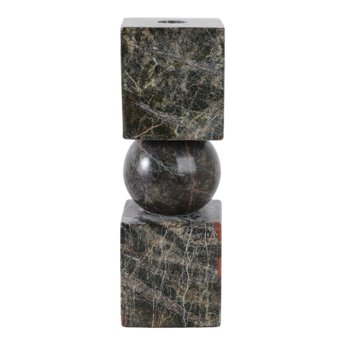 9" Chunky Marble Taper Holder - Forest Green
