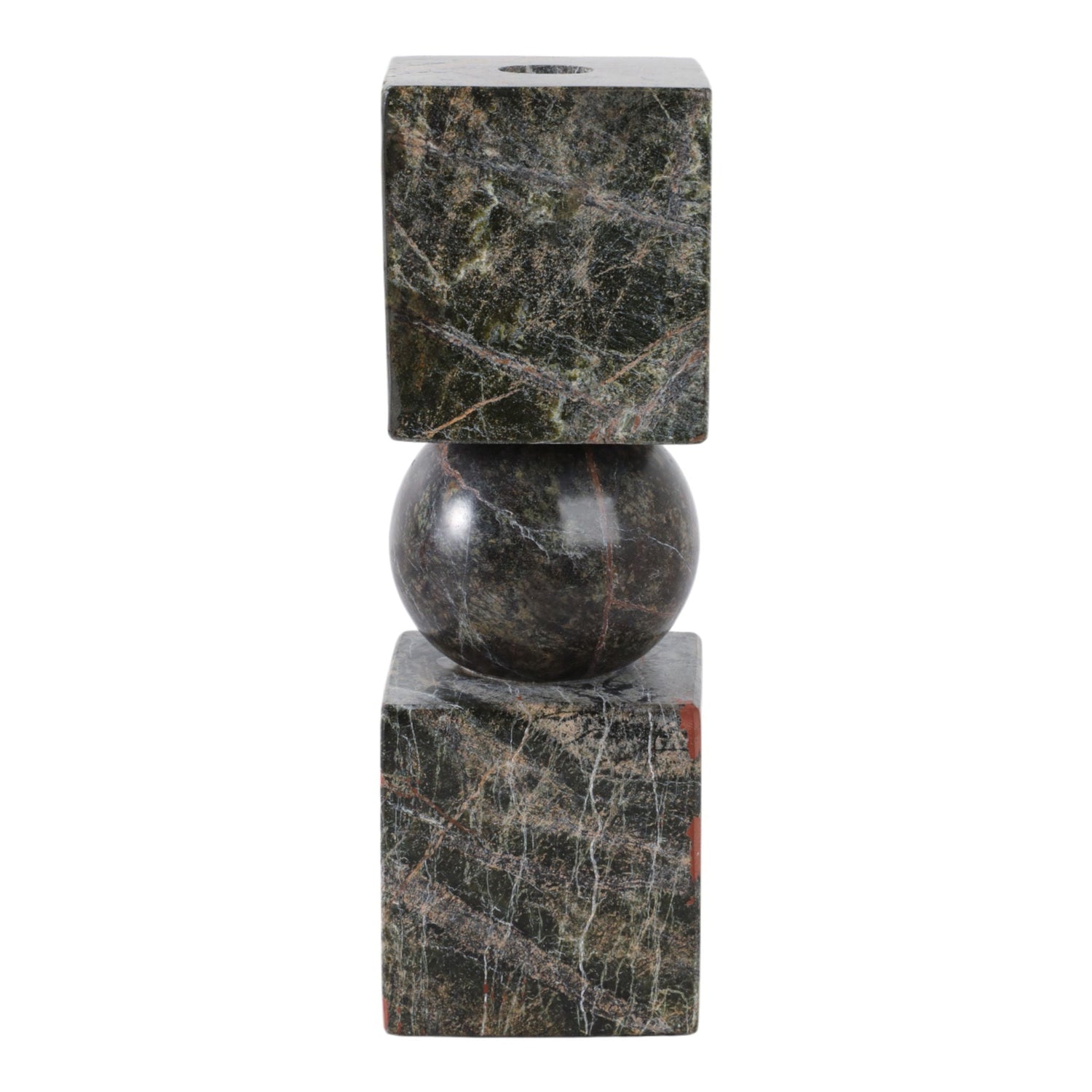 9" Chunky Marble Taper Holder - Forest Green