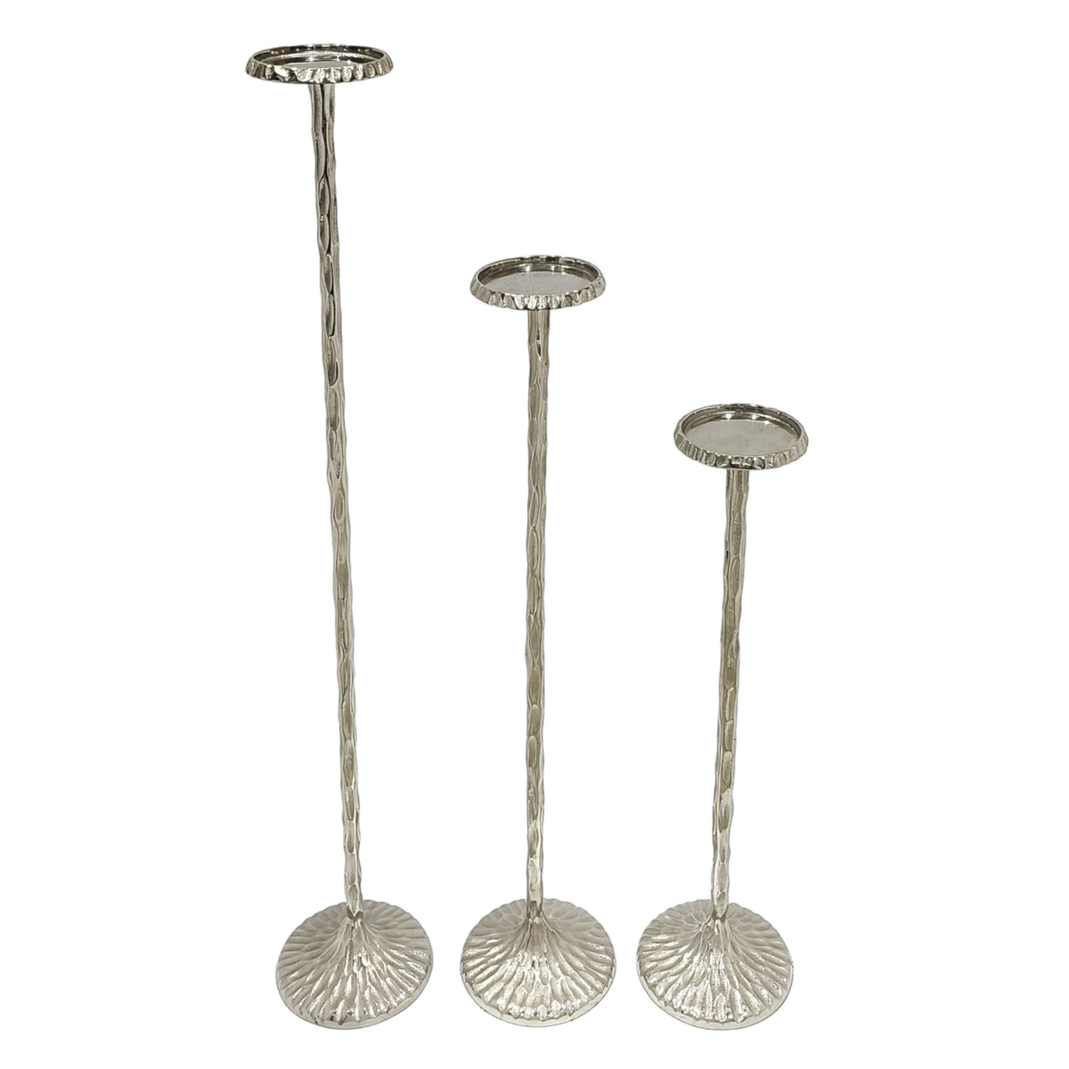 26" / 32" / 40" Crestin Tall Candleholders (Set of 3) - Silver