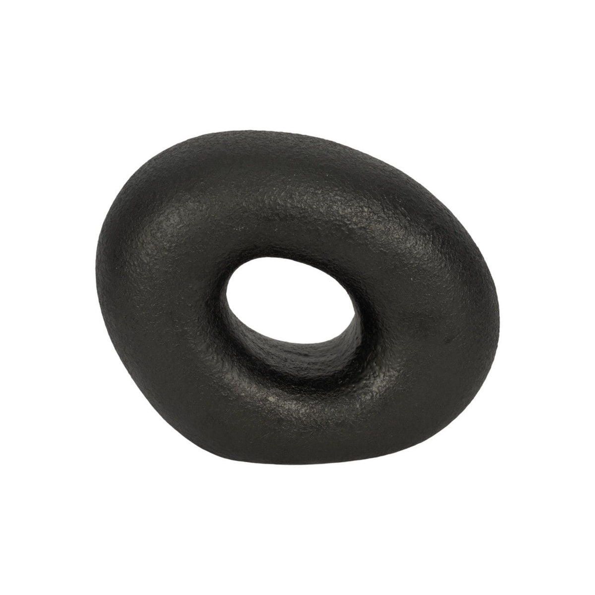 8" Textured Open Cut-Out Slanted Circle Object - Black
