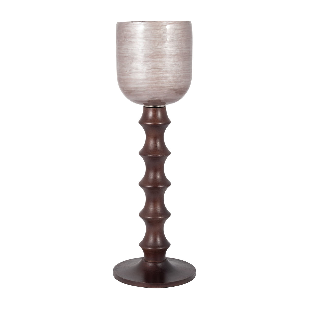 Glass 24" Wooden Base Hurrican - Blush