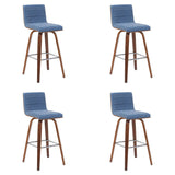 Vienna - Modern Swivel Bar Height Stool - Walnut Finished Wood Frame