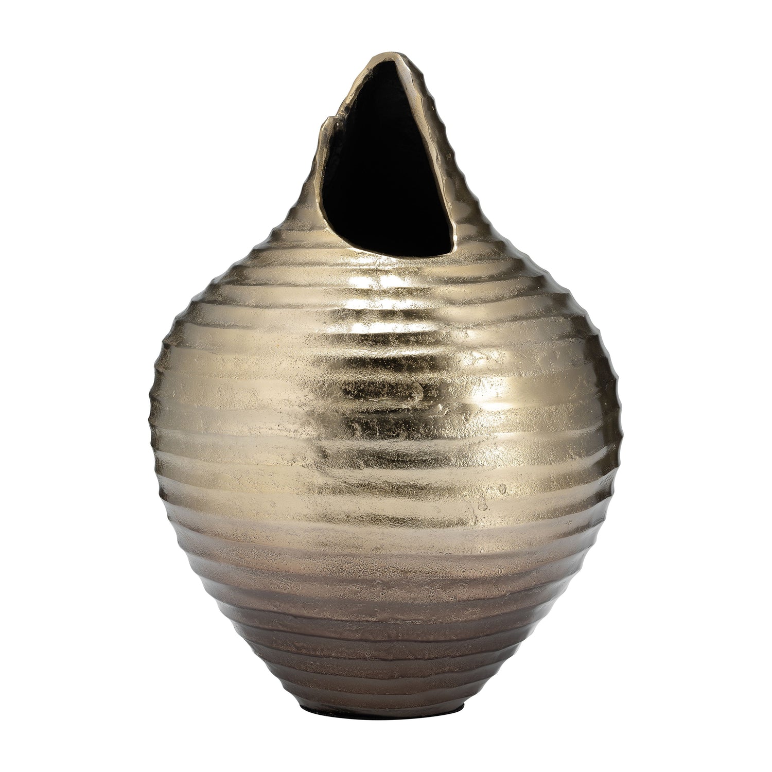 Metal Shell Like Vase 16" - Gold