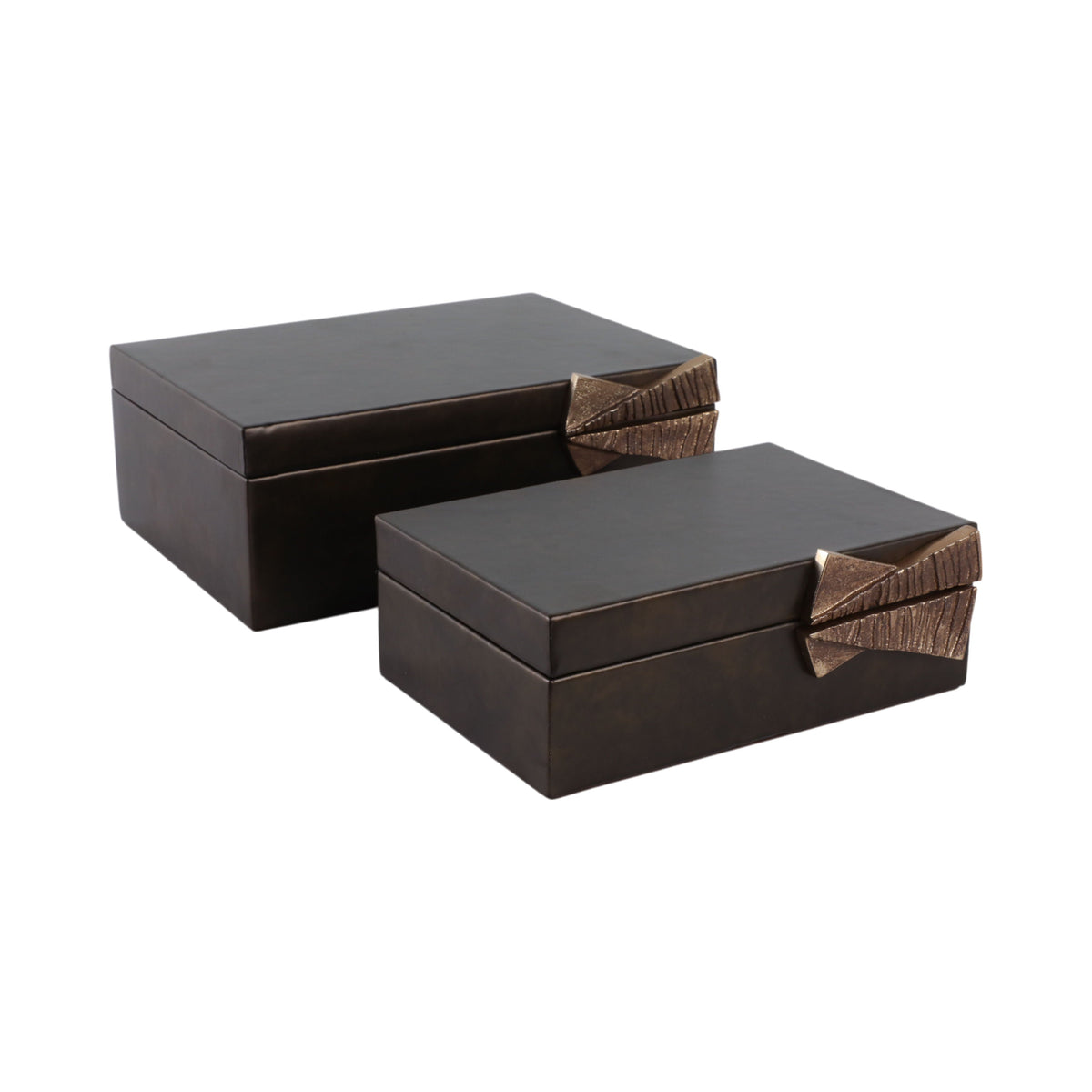 9" / 11" Andros Boxes With Aluminium Hardware (Set of 2) - Dark Brown