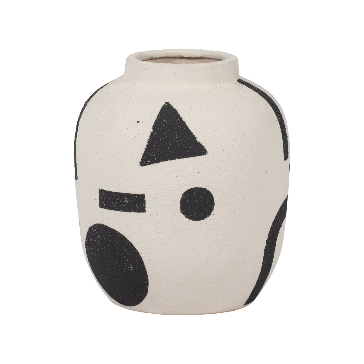 Funky Bulbous Vase - Ivory / Black