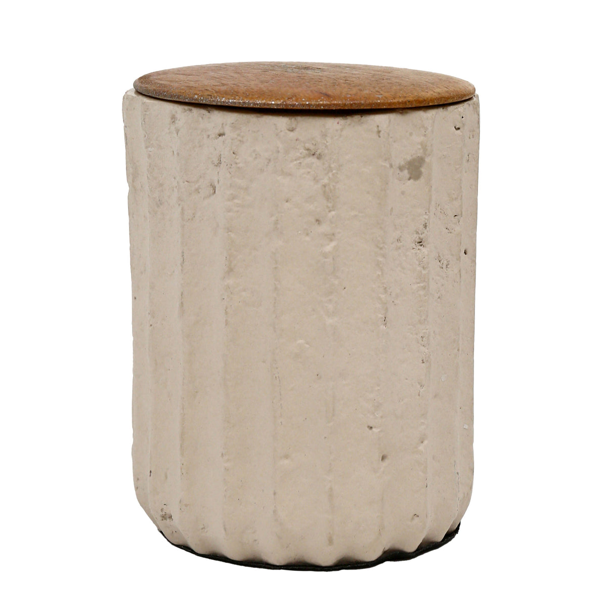 6 Oz Euclyptus & Sage Ridged Cndle With Lid 4" - Cream