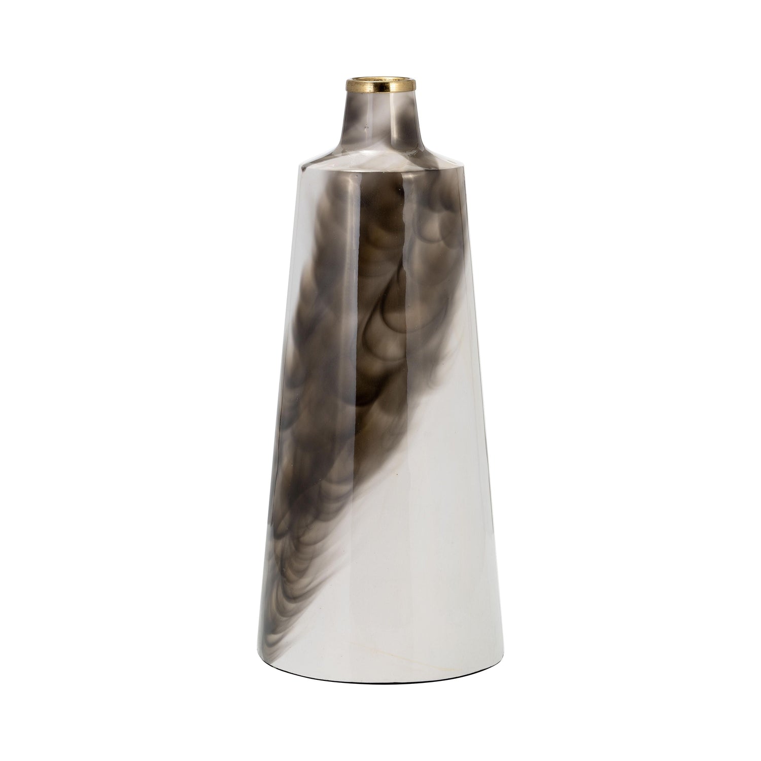 Metal 15" Vase With Ring Lid - White/Gold