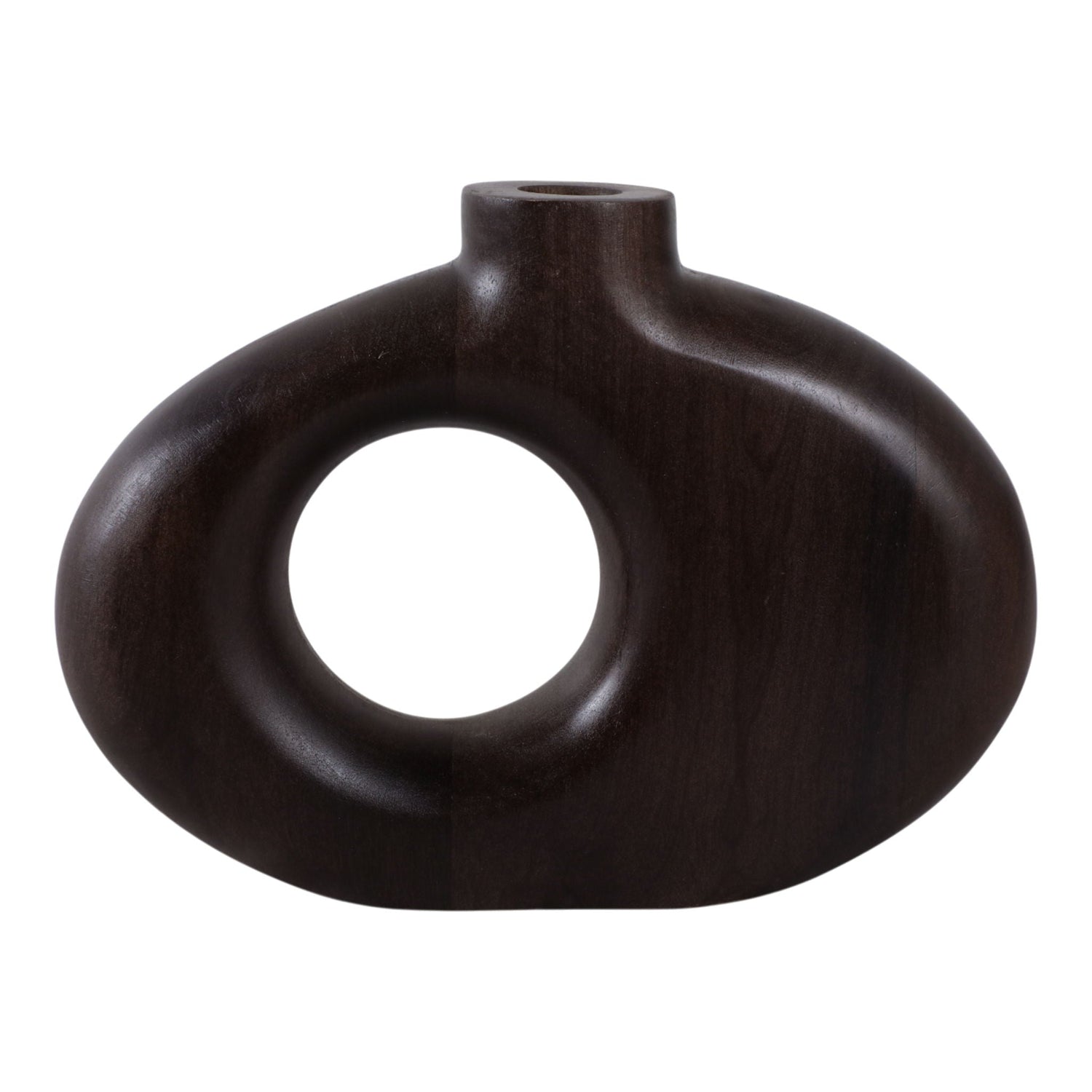 10 x 7" Cut-Out Wood Vase - Dark Brown
