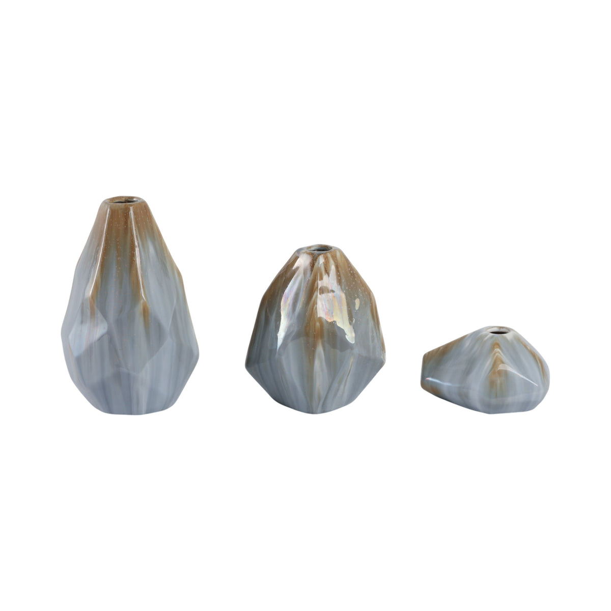 3" / 7" / 9" Canby Ceramic Vases (Set of 3) - Brown
