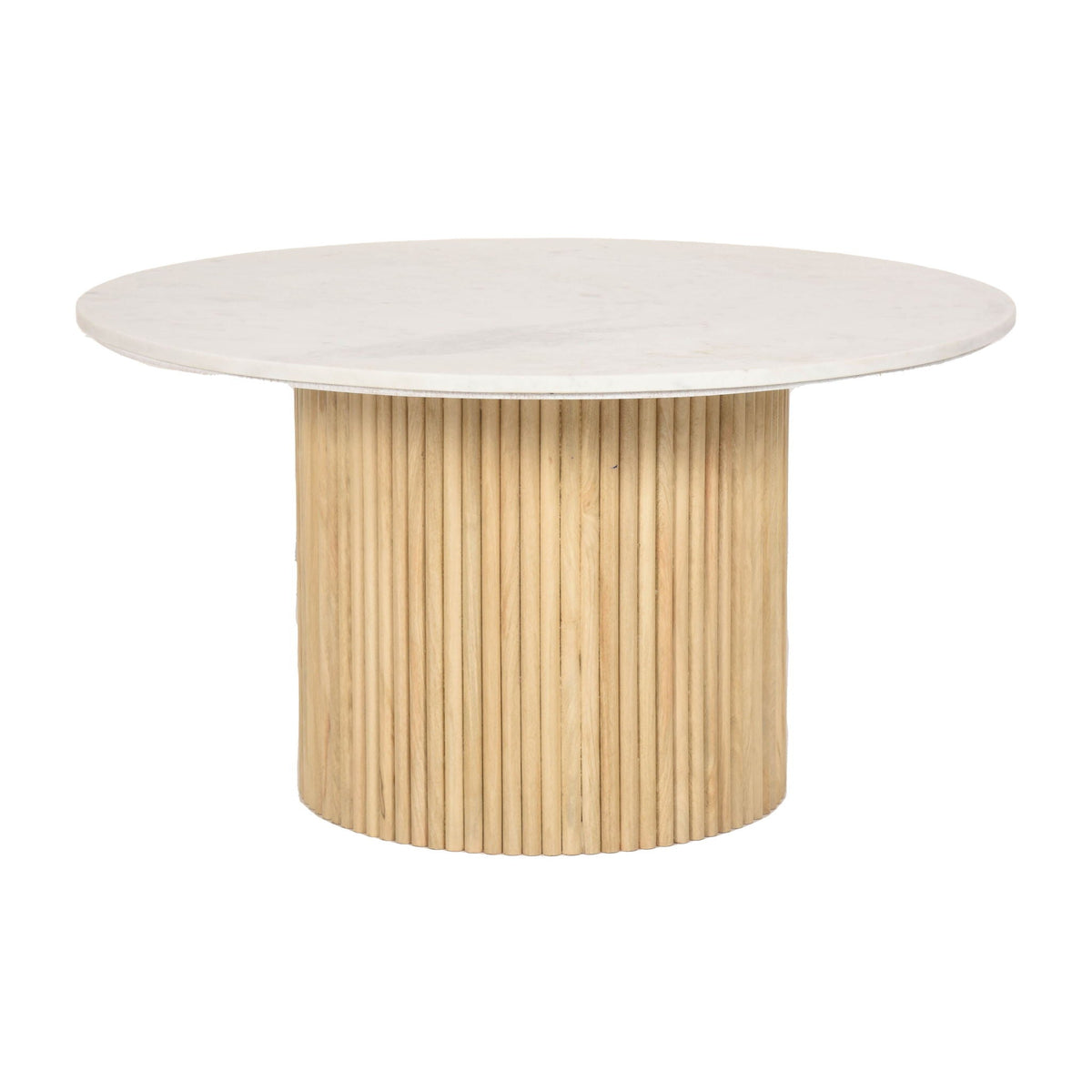 Wood/Marble Reeded Coffee Table 34" - Natural / White