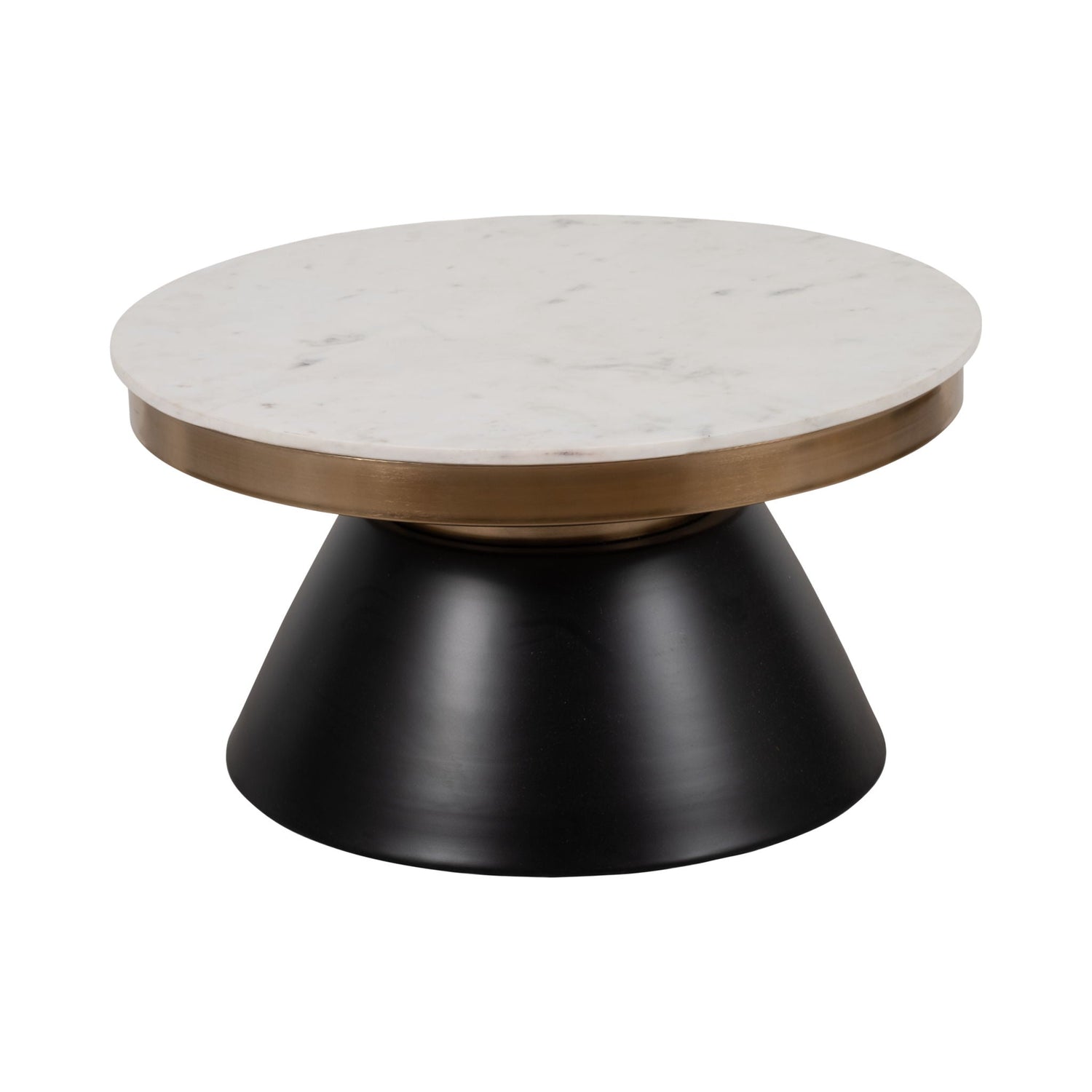 17" Marble Top Round Coffee Table - Black & Gold