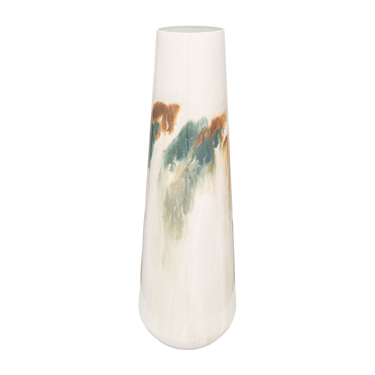 Iron 23" Colored Stained Vase - White