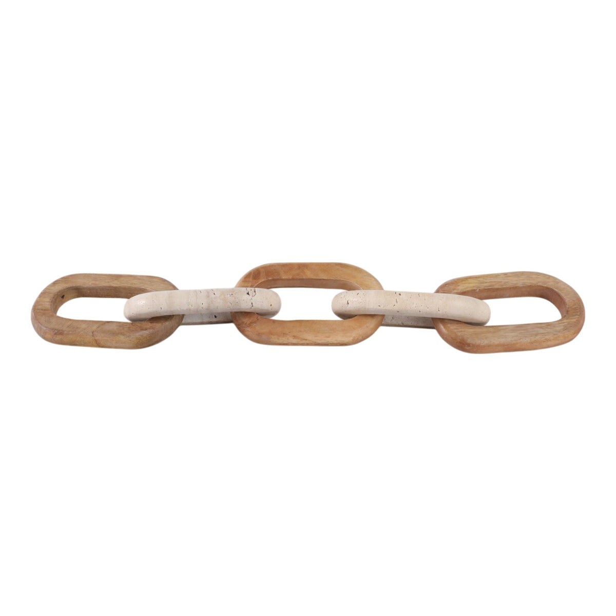 Travertine And Wood Link Chain - Tan
