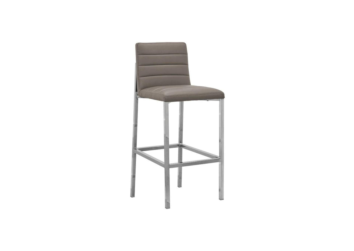 1AE268M Amalfi Metal Back Bar Stool In Taupe Leather (Set of 2)