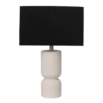 22" Fluted Cylinder Table Lamp - White / Black