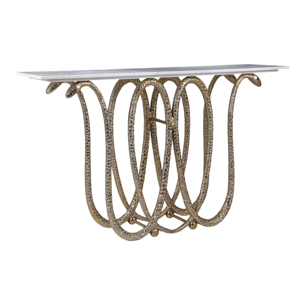 50" x 30" Snake Base Marble Top Console Table - White